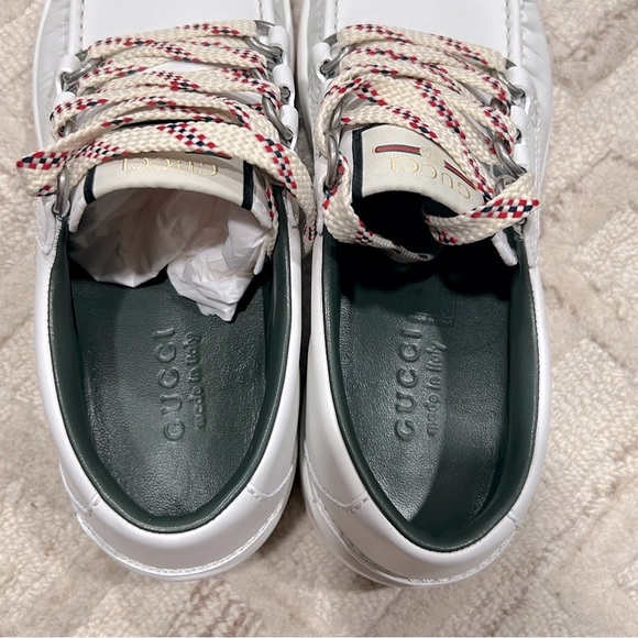 NIB Authentic Gucci Calfskin Leather Sneakers White 38 - Picture 8 of 10
